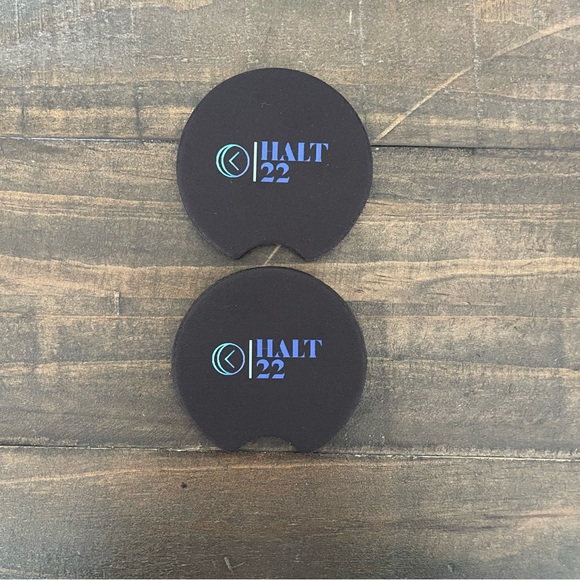 HALT 22 Car Coasters-Black & Purple- Set of 2 - Picture 1 of 3